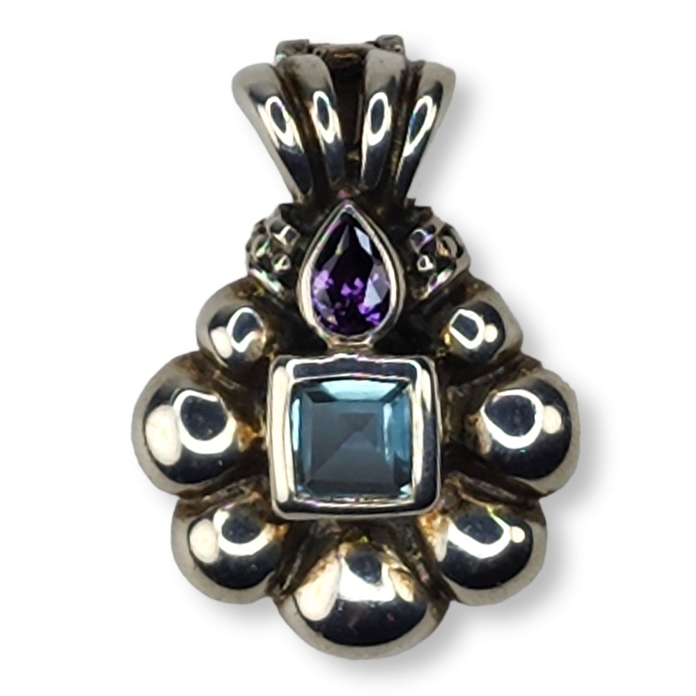 Chapal Zenray Pendant Sterling Silver 925 Blue Purple Faceted Vintage NF Thai